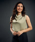 Solid Color Pleated Sleeveless Satin Top